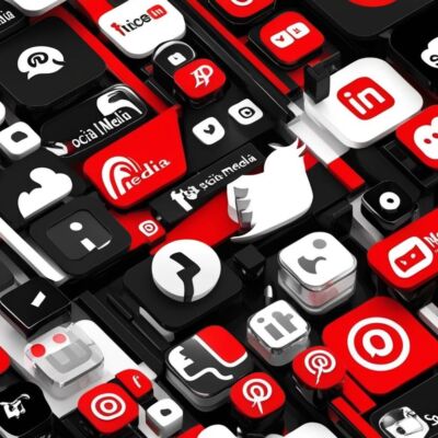 Please create me an image in Black an red that shows all the different social media channels